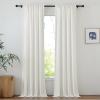imageNICETOWN Linen Semi Sheer Curtains 72 inches Long Rod Pocket amp Back Tab Thick Flax Linen Weave Drapes Privacy Added with Light Filtering for BedroomFarmhouse Cream W55 x L72 2 PanelsIvory