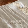 imageNICETOWN Linen Semi Sheer Curtains 72 inches Long Rod Pocket amp Back Tab Thick Flax Linen Weave Drapes Privacy Added with Light Filtering for BedroomFarmhouse Cream W55 x L72 2 PanelsOatmeal