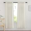 imageNICETOWN Linen Semi Sheer Curtains 72 inches Long Rod Pocket amp Back Tab Thick Flax Linen Weave Drapes Privacy Added with Light Filtering for BedroomFarmhouse Cream W55 x L72 2 PanelsNatural