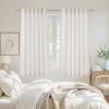 imageNICETOWN Linen Semi Sheer Curtains 72 inches Long Rod Pocket amp Back Tab Thick Flax Linen Weave Drapes Privacy Added with Light Filtering for BedroomFarmhouse Cream W55 x L72 2 PanelsCream