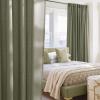 imageNICETOWN Linen Semi Sheer Curtains 72 inches Long Rod Pocket amp Back Tab Thick Flax Linen Weave Drapes Privacy Added with Light Filtering for BedroomFarmhouse Cream W55 x L72 2 PanelsLichen