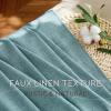 imageNICETOWN Linen Semi Sheer Curtains 72 inches Long Rod Pocket amp Back Tab Thick Flax Linen Weave Drapes Privacy Added with Light Filtering for BedroomFarmhouse Cream W55 x L72 2 PanelsMist Blue