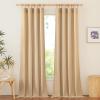 imageNICETOWN Linen Semi Sheer Curtains 72 inches Long Rod Pocket amp Back Tab Thick Flax Linen Weave Drapes Privacy Added with Light Filtering for BedroomFarmhouse Cream W55 x L72 2 PanelsBurlap