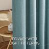 imageNICETOWN Linen Semi Sheer Curtains 72 inches Long Rod Pocket amp Back Tab Thick Flax Linen Weave Drapes Privacy Added with Light Filtering for BedroomFarmhouse Cream W55 x L72 2 PanelsMist Blue