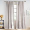 imageNICETOWN Linen Semi Sheer Curtains 72 inches Long Rod Pocket amp Back Tab Thick Flax Linen Weave Drapes Privacy Added with Light Filtering for BedroomFarmhouse Cream W55 x L72 2 PanelsJacquard Angora