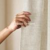 imageNICETOWN Linen Semi Sheer Curtains 72 inches Long Rod Pocket amp Back Tab Thick Flax Linen Weave Drapes Privacy Added with Light Filtering for BedroomFarmhouse Cream W55 x L72 2 PanelsCream