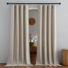 imageNICETOWN Linen Semi Sheer Curtains 72 inches Long Rod Pocket amp Back Tab Thick Flax Linen Weave Drapes Privacy Added with Light Filtering for BedroomFarmhouse Cream W55 x L72 2 PanelsOatmeal