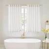 imageNICETOWN Linen Semi Sheer Curtains 72 inches Long Rod Pocket amp Back Tab Thick Flax Linen Weave Drapes Privacy Added with Light Filtering for BedroomFarmhouse Cream W55 x L72 2 PanelsCream