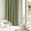 imageNICETOWN Linen Semi Sheer Curtains 72 inches Long Rod Pocket amp Back Tab Thick Flax Linen Weave Drapes Privacy Added with Light Filtering for BedroomFarmhouse Cream W55 x L72 2 PanelsJacquard Sage Green