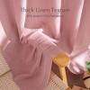 imageNICETOWN Linen Semi Sheer Curtains 72 inches Long Rod Pocket amp Back Tab Thick Flax Linen Weave Drapes Privacy Added with Light Filtering for BedroomFarmhouse Cream W55 x L72 2 PanelsBaby Pink