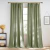 imageNICETOWN Linen Semi Sheer Curtains 72 inches Long Rod Pocket amp Back Tab Thick Flax Linen Weave Drapes Privacy Added with Light Filtering for BedroomFarmhouse Cream W55 x L72 2 PanelsJacquard Sage Green
