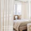 imageNICETOWN Linen Semi Sheer Curtains 72 inches Long Rod Pocket amp Back Tab Thick Flax Linen Weave Drapes Privacy Added with Light Filtering for BedroomFarmhouse Cream W55 x L72 2 PanelsVannila