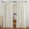 imageNICETOWN Linen Semi Sheer Curtains 72 inches Long Rod Pocket amp Back Tab Thick Flax Linen Weave Drapes Privacy Added with Light Filtering for BedroomFarmhouse Cream W55 x L72 2 PanelsNatural