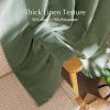 imageNICETOWN Linen Semi Sheer Curtains 72 inches Long Rod Pocket amp Back Tab Thick Flax Linen Weave Drapes Privacy Added with Light Filtering for BedroomFarmhouse Cream W55 x L72 2 PanelsForest Green