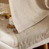 imageNICETOWN Linen Semi Sheer Curtains 72 inches Long Rod Pocket amp Back Tab Thick Flax Linen Weave Drapes Privacy Added with Light Filtering for BedroomFarmhouse Cream W55 x L72 2 PanelsBurlap