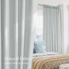 imageNICETOWN Linen Semi Sheer Curtains 72 inches Long Rod Pocket amp Back Tab Thick Flax Linen Weave Drapes Privacy Added with Light Filtering for BedroomFarmhouse Cream W55 x L72 2 PanelsLight Cyan