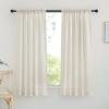 imageNICETOWN Linen Semi Sheer Curtains 72 inches Long Rod Pocket amp Back Tab Thick Flax Linen Weave Drapes Privacy Added with Light Filtering for BedroomFarmhouse Cream W55 x L72 2 PanelsNatural