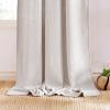 imageNICETOWN Linen Semi Sheer Curtains 72 inches Long Rod Pocket amp Back Tab Thick Flax Linen Weave Drapes Privacy Added with Light Filtering for BedroomFarmhouse Cream W55 x L72 2 PanelsJacquard Angora