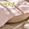 imageNICETOWN Linen Semi Sheer Curtains 72 inches Long Rod Pocket amp Back Tab Thick Flax Linen Weave Drapes Privacy Added with Light Filtering for BedroomFarmhouse Cream W55 x L72 2 PanelsLight Pink