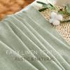 imageNICETOWN Linen Semi Sheer Curtains 72 inches Long Rod Pocket amp Back Tab Thick Flax Linen Weave Drapes Privacy Added with Light Filtering for BedroomFarmhouse Cream W55 x L72 2 PanelsSage Green