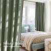 imageNICETOWN Linen Semi Sheer Curtains 72 inches Long Rod Pocket amp Back Tab Thick Flax Linen Weave Drapes Privacy Added with Light Filtering for BedroomFarmhouse Cream W55 x L72 2 PanelsForest Green