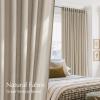 imageNICETOWN Linen Semi Sheer Curtains 72 inches Long Rod Pocket amp Back Tab Thick Flax Linen Weave Drapes Privacy Added with Light Filtering for BedroomFarmhouse Cream W55 x L72 2 PanelsCocoa Cream