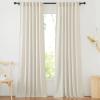 imageNICETOWN Linen Semi Sheer Curtains 72 inches Long Rod Pocket amp Back Tab Thick Flax Linen Weave Drapes Privacy Added with Light Filtering for BedroomFarmhouse Cream W55 x L72 2 PanelsNatural
