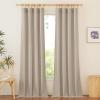 imageNICETOWN Linen Semi Sheer Curtains 72 inches Long Rod Pocket amp Back Tab Thick Flax Linen Weave Drapes Privacy Added with Light Filtering for BedroomFarmhouse Cream W55 x L72 2 PanelsCamel