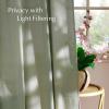 imageNICETOWN Linen Semi Sheer Curtains 72 inches Long Rod Pocket amp Back Tab Thick Flax Linen Weave Drapes Privacy Added with Light Filtering for BedroomFarmhouse Cream W55 x L72 2 PanelsGreyish Green