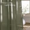 imageNICETOWN Linen Semi Sheer Curtains 72 inches Long Rod Pocket amp Back Tab Thick Flax Linen Weave Drapes Privacy Added with Light Filtering for BedroomFarmhouse Cream W55 x L72 2 PanelsLichen