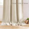 imageNICETOWN Linen Semi Sheer Curtains 72 inches Long Rod Pocket amp Back Tab Thick Flax Linen Weave Drapes Privacy Added with Light Filtering for BedroomFarmhouse Cream W55 x L72 2 PanelsJacquard Linen