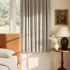 imageNICETOWN ScratchProof 100 Blackout Grey Curtains 84 inches Long HighDensity Linen Blend Window Treatments Rod Pocket amp Back Tab Thermal Drapes for Bedroom W52 x L84 2 PanelsBeige