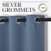 imageNICETOWN Short Curtains for Kitchen Stone Blue 1 Pair 42 inches Wide by 78 inches Long Thermal Insulated Solid Grommet Blackout Window Treatment Curtain Panels for Loft Cafe