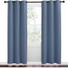 imageNICETOWN Short Curtains for Kitchen Stone Blue 1 Pair 42 inches Wide by 78 inches Long Thermal Insulated Solid Grommet Blackout Window Treatment Curtain Panels for Loft Cafe
