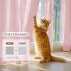 imageNICETOWN White Privacy Sheer Curtains 84 inches Long NonSeeThrough Curtains 4 Panels for Kitchen Bathroom Light Filtering Elegant Opaque Window Drapes Rod Pocket Top W42 x L84 in per PanelPink