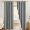 imageNICETOWN 100 Absolutely Blackout Linen Curtains with Thermal Insulated White Liner Dove Grey 52 W x 63 L Set of 2 Burlap Textured Textured Linen Look Privacy Window Treatment for Kitchen