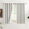 imageNICETOWN 100 Absolutely Blackout Linen Curtains with Thermal Insulated White Liner Ivory 62 W x 63 L Set of 2 Burlap Textured Textured Linen Look Privacy Window Treatment for Kitchen