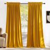 imageNICETOWN Black Velvet Curtains 2 Panels with Gold Foil Leaf Print  Modern Glam Black and Gold Drapes for Living Room Luxury Room Darkening Window Treatments for Bedroom amp Gothic Decor 50W x 84LYellow Series  Yellowish Gold