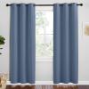 imageNICETOWN Short Curtains for Kitchen Stone Blue 1 Pair 42 inches Wide by 78 inches Long Thermal Insulated Solid Grommet Blackout Window Treatment Curtain Panels for Loft Cafe