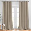 imageNICETOWN Taupe Curtain Panels  52 inches by 120 Inch Black Set of 2 Home Decoration Thermal Insulated Solid Grommet Blackout CurtainsDrapes for HallDining Room