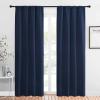 imageNICETOWN Thermal Curtains Blackout Draperies  Window Treatment Energy Saving Solid Blackout Rod Pocket CurtainsDrapes for Living Room Navy 1 Pair 42 by 84Inch