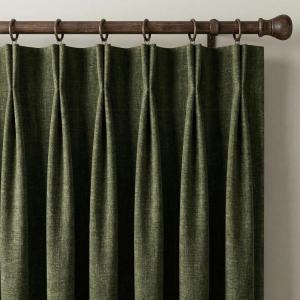 imageNICETOWN 395GSM Linen Pinch Pleated Vintage Olive Green Curtains 90 inch Long with Hooks  Room Darkening Wrinkle Resistant Drapes for Dining Room amp Bedroom Modern Home Decor 40 Wide 2 PanelsVintage Olive