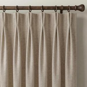 imageNICETOWN 395GSM Linen Pinch Pleated Vintage Olive Green Curtains 90 inch Long with Hooks  Room Darkening Wrinkle Resistant Drapes for Dining Room amp Bedroom Modern Home Decor 40 Wide 2 PanelsOatmeal