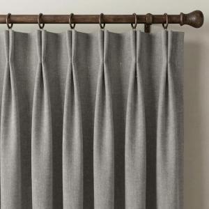 imageNICETOWN 395GSM Linen Pinch Pleated Vintage Olive Green Curtains 90 inch Long with Hooks  Room Darkening Wrinkle Resistant Drapes for Dining Room amp Bedroom Modern Home Decor 40 Wide 2 PanelsStone Grey