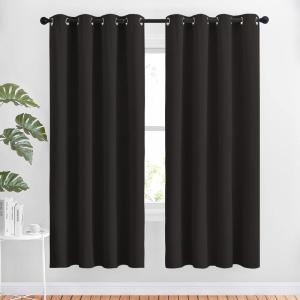 imageNICETOWN Bedroom Blackout Curtains and Drapes  Energy Smart Thermal Insulated Solid Grommet Blackout Draperies for Living Room 2 Panels 52 inches x 72 inches Toffee Brown