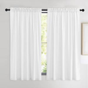 imageNICETOWN Black Velvet Curtains 2 Panels with Gold Foil Leaf Print  Modern Glam Black and Gold Drapes for Living Room Luxury Room Darkening Window Treatments for Bedroom amp Gothic Decor 50W x 84LWhite Series  Pure White
