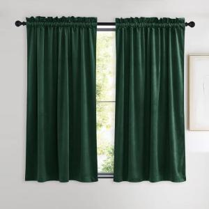 imageNICETOWN Black Velvet Curtains 2 Panels with Gold Foil Leaf Print  Modern Glam Black and Gold Drapes for Living Room Luxury Room Darkening Window Treatments for Bedroom amp Gothic Decor 50W x 84LGreen Series  Dark Green