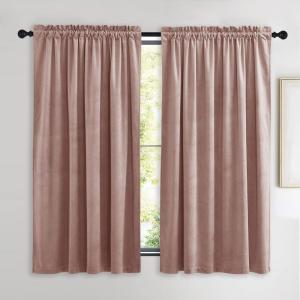 imageNICETOWN Black Velvet Curtains 2 Panels with Gold Foil Leaf Print  Modern Glam Black and Gold Drapes for Living Room Luxury Room Darkening Window Treatments for Bedroom amp Gothic Decor 50W x 84LPink Series  Dusty Pink