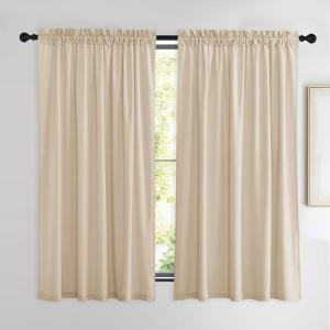 imageNICETOWN Black Velvet Curtains 2 Panels with Gold Foil Leaf Print  Modern Glam Black and Gold Drapes for Living Room Luxury Room Darkening Window Treatments for Bedroom amp Gothic Decor 50W x 84LYellow Series  Beige