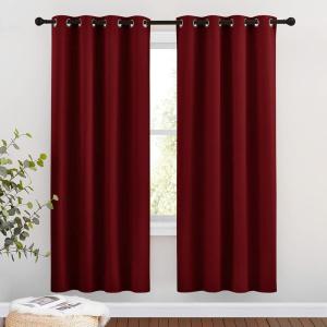 imageNICETOWN Blackout Curtain Panel Grommet  Home Decorations Thermal Insulated Solid Grommet Top Blackout Living Room PanelsDrapes for Gift Burgundy Red 1 Pair 46 x 72Inch